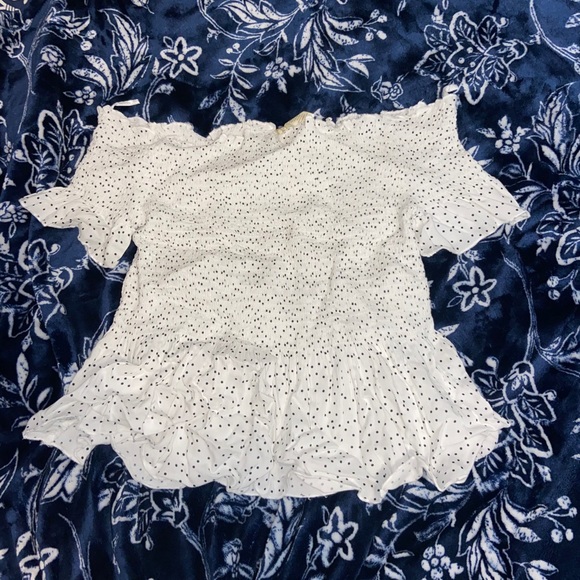 Japna Tops - Japna White Polka Dot Shirt